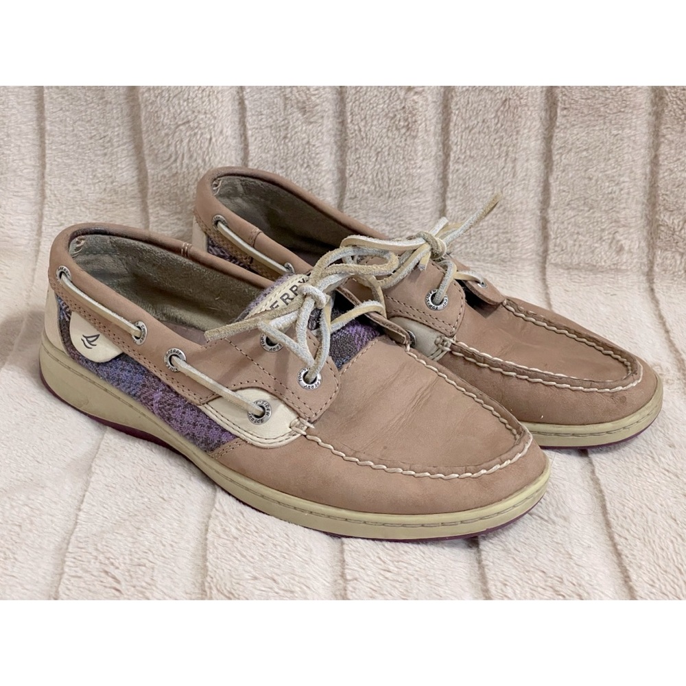 Sperry Boat Shoes Purple Plaid Flannel
